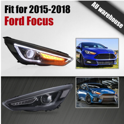 VLAND 2Pcs LED Projector Headlights For 2015-2018 Ford Focus W/Sequential Signal