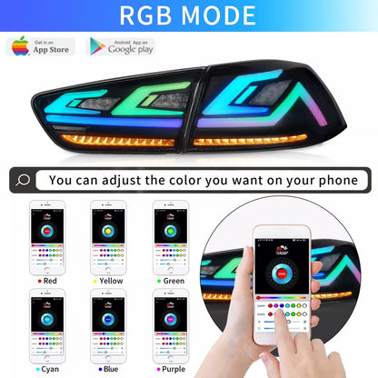 Autoglo Australia LED RGB Tail Lights for Mitsubishi Lancer 08-17 ES VRX EVO X Start Up Animation Rear Lights