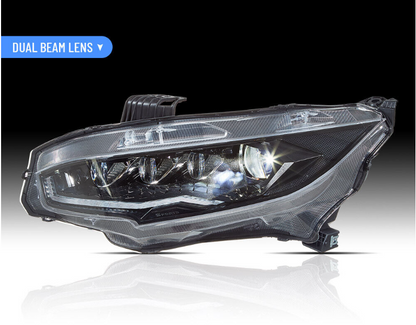 VLAND Full LED Headlights For Honda Civic 2016-2021 With Blue Start up Animation