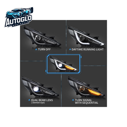 VLAND Dual Beam Sequential Headlights For Hyundai Sonata 2011-2014 ABS PMMA GLASS Material (Bulbs Not Included)
