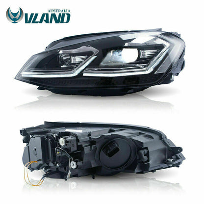 Projector Headlights LED DRL & LED Sequential Signal For 2013-2018 VW MK7 Golf 7