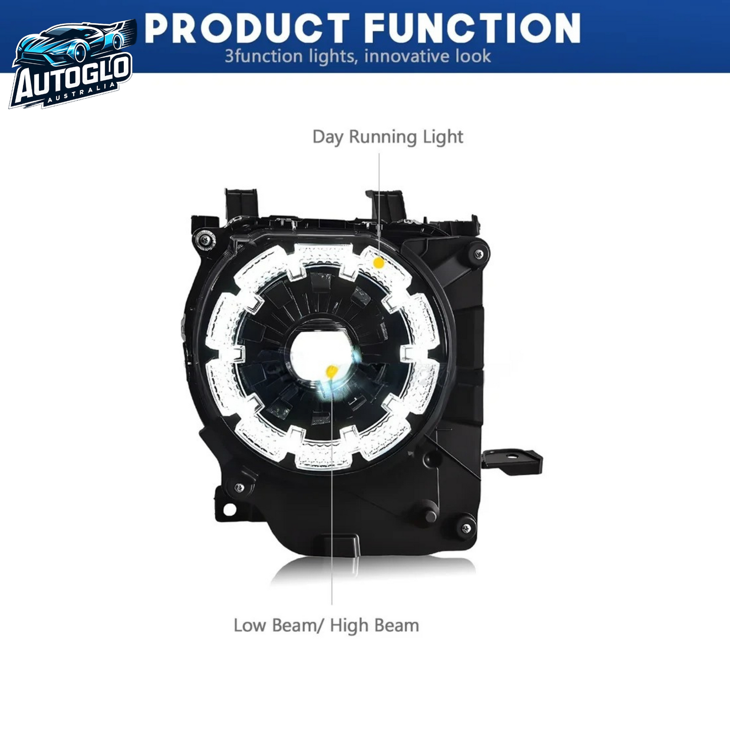 Autoglo Australia Toyota Land Cruiser LED Headlights AX (fourth facelift) 2023 2024 DRL Start UP Animation