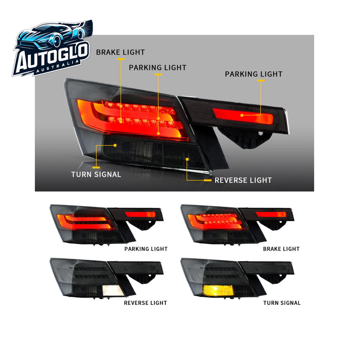 VLAND 4PCS LED Tail Lights For Honda Accord Inspire 8th Gen Sedan 2008-2013(Not For Coupe)