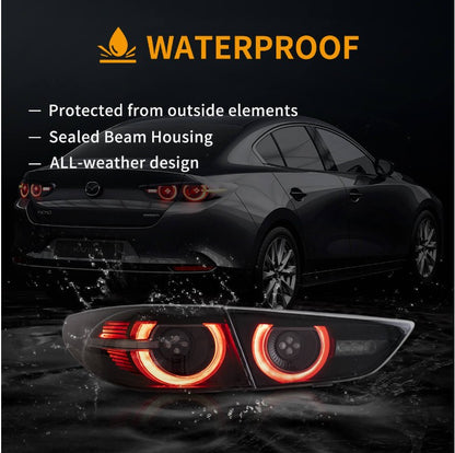 LED Taillights Smoke Lens Rear Lamps For 2019 2020 2021 Mazda3 Axela Sedan