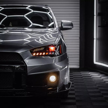 Autoglo Australia Full LED RGB Headlights For Mitsubishi Lancer Sedan 2008-2017 w/Demon Eyes DRL