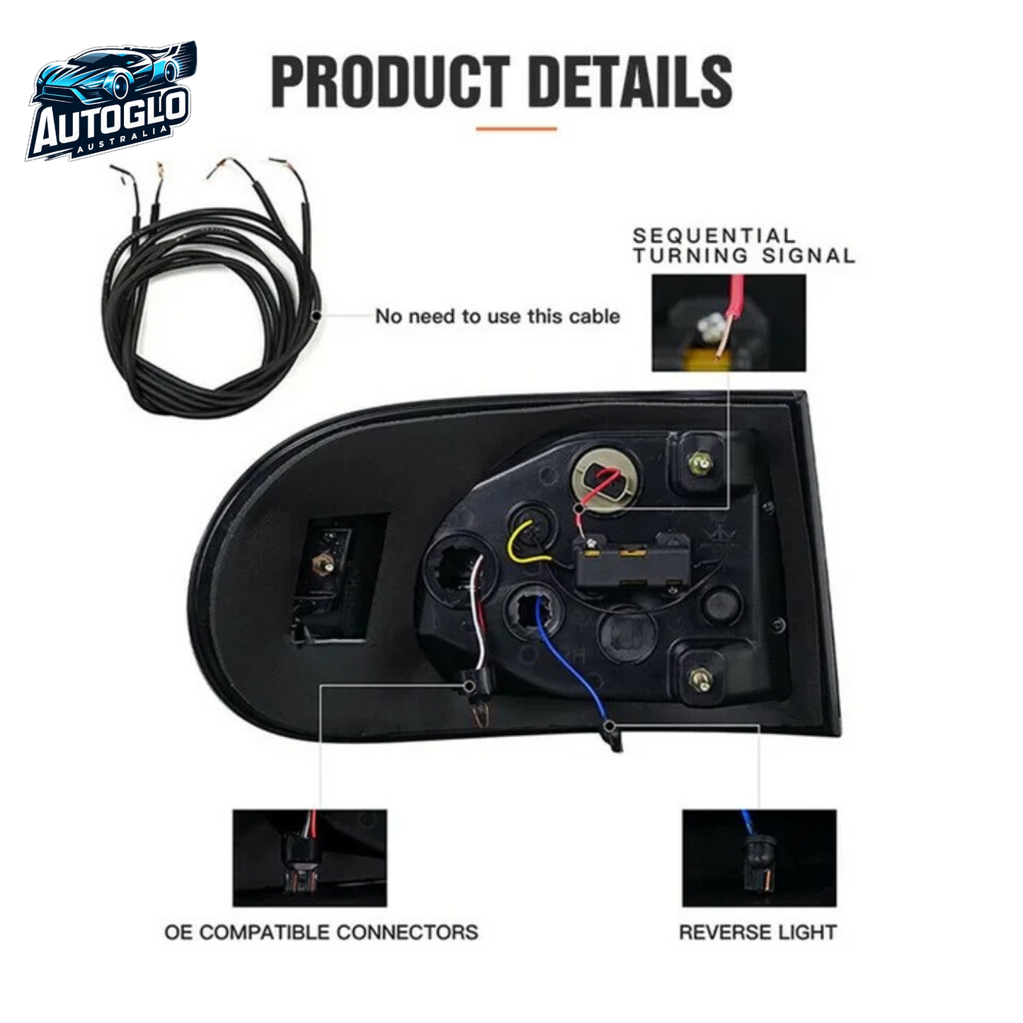 Autoglo Australia LED Tail Lights For Toyota FJ Cruiser 2007-2015 Smoked 2PCS DRL Start UP Animation