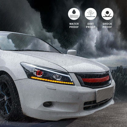 VLAND Demon Eyes LED Projector Headlights For 2008-2012 Honda Accord Sedan