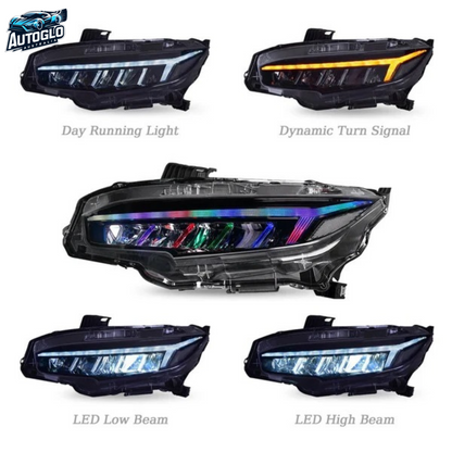 Autoglo Australia LED RGB Headlights For Honda Civic 10th Gen