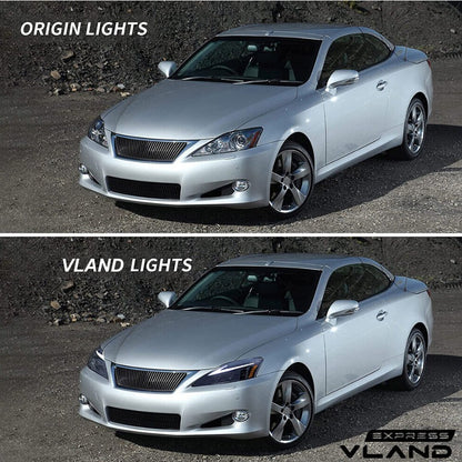 LED Projector Headlights For 2006-2013 Lexus IS250 IS350 ISF Dynamic Blue DRL