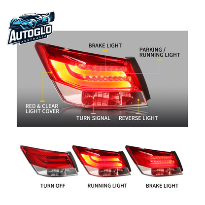 VLAND 2PCS LED Tail Lights For Honda Accord Inspire 8th Gen Sedan 2008-2013(Not For Coupe)
