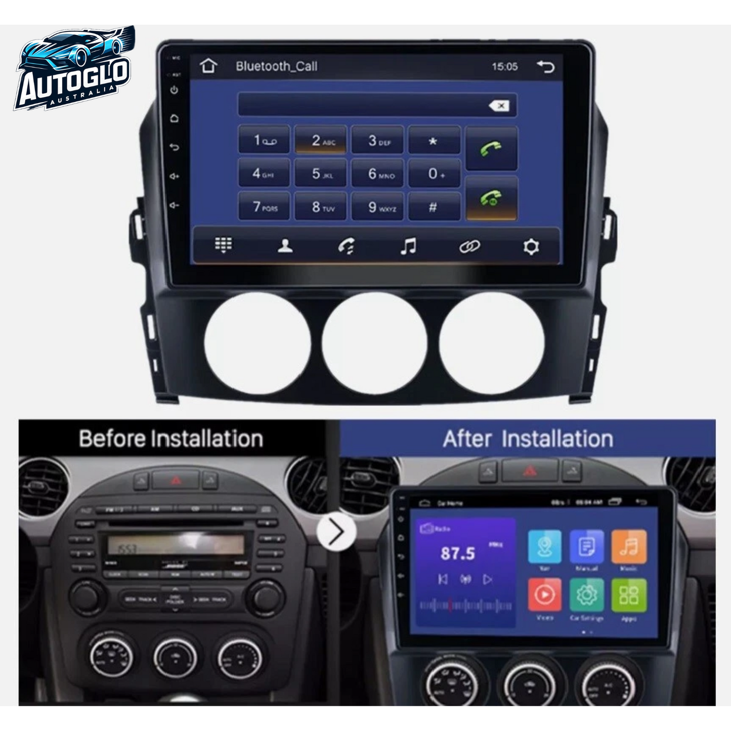 Autoglo Australia 9" (2+32G) Android Carplay BT GPS Stereo for MAZDA MX5 III (2008-15)