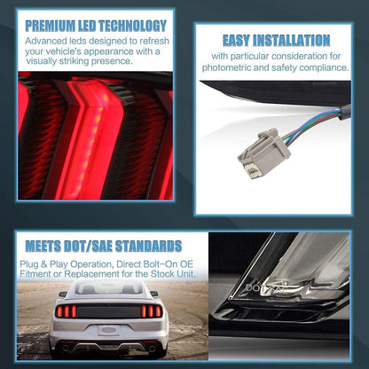 VLAND LED Tail Lights For Ford Mustang 2015-2021 5Model Sequential Rear Lamps