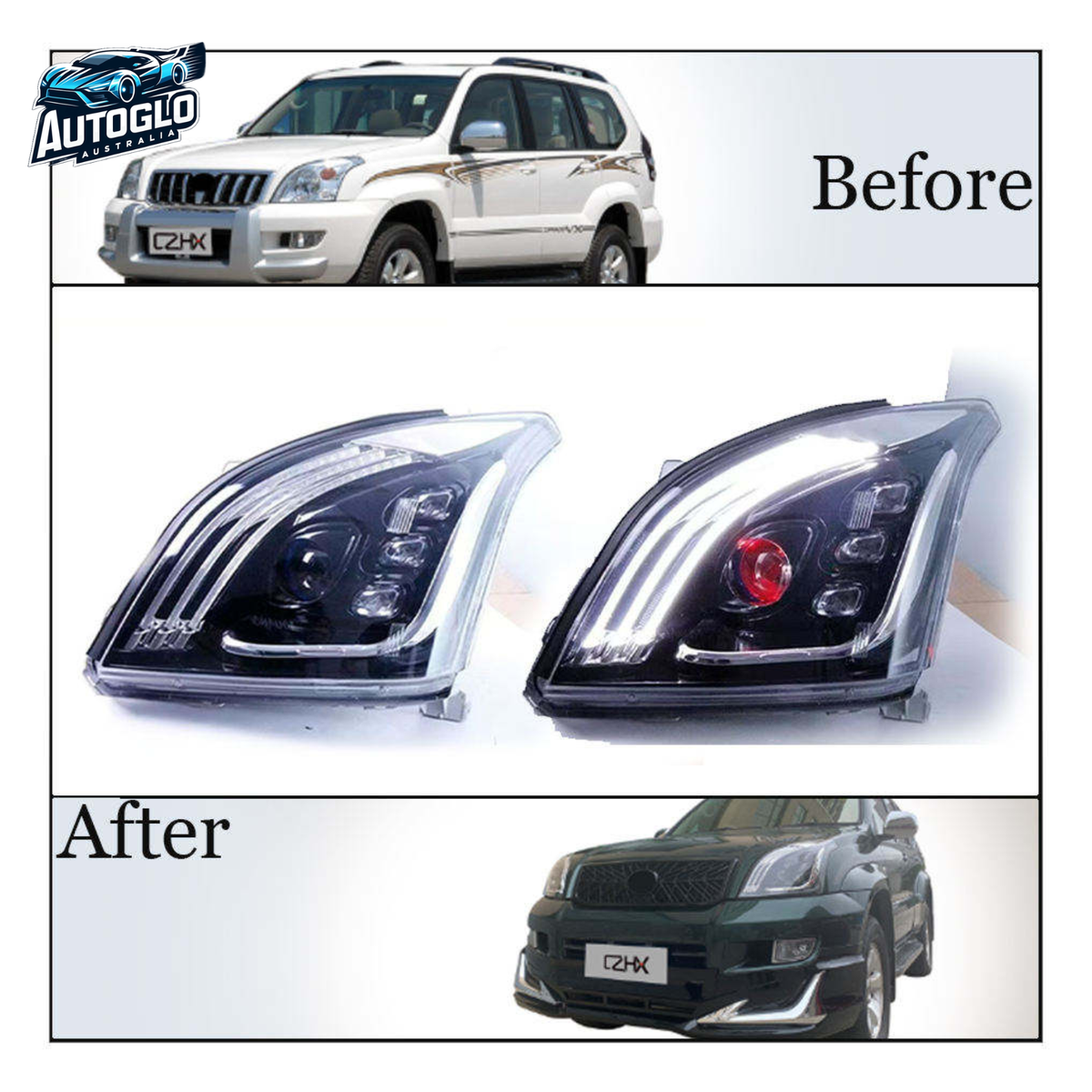 Autoglo Australia Toyota Prado FJ120 2003–2009 Facelift Front & Rear Body Kit
