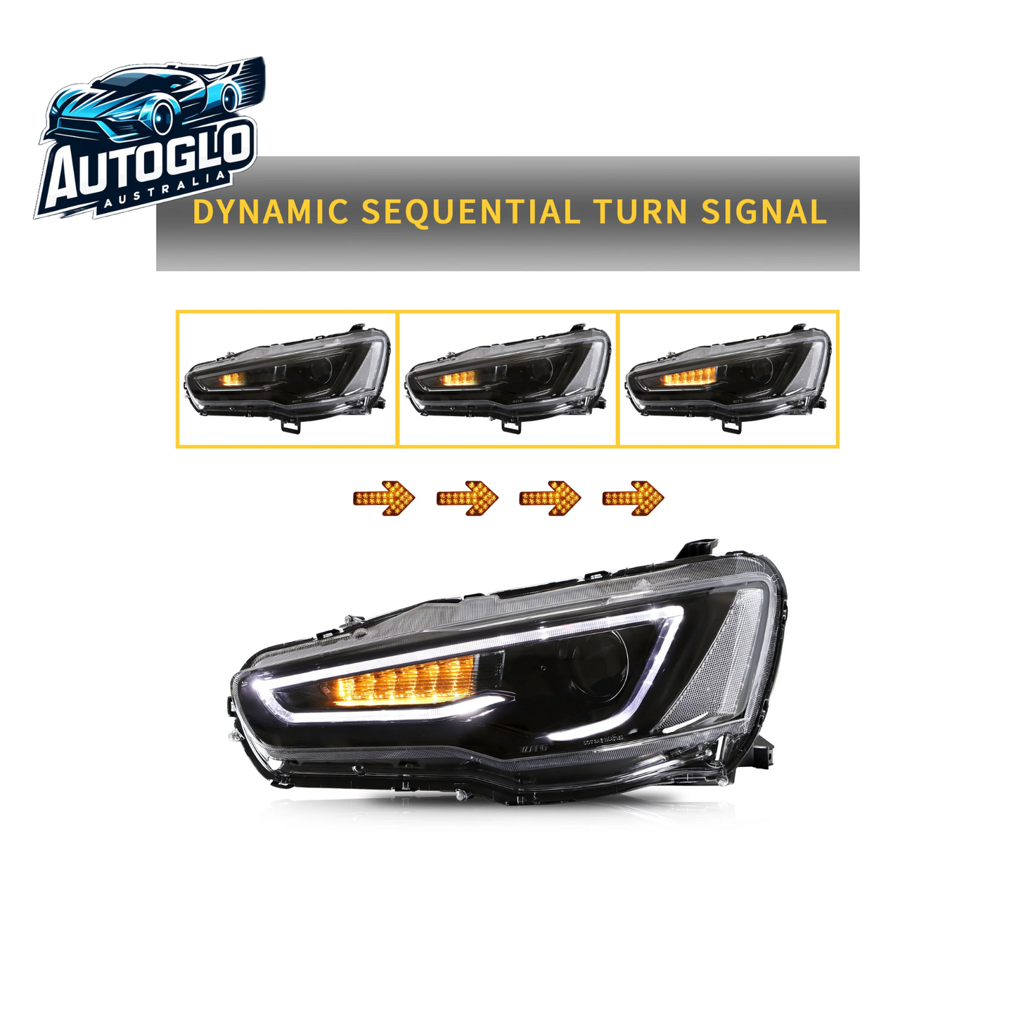 VLAND Dual Beam Projector Headlights and Taillights for Mitsubishi Lancer  2008-2018