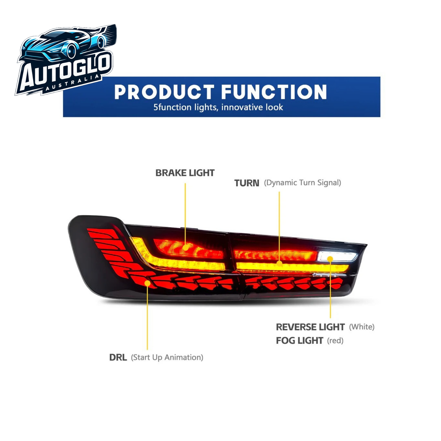 Autoglo Australia 3 Series Rear Lamps For BMW G20 Sedan M340i 330e 330i M 325Li G80 M3 G28 2019 2020 2021 LED Tail Lights