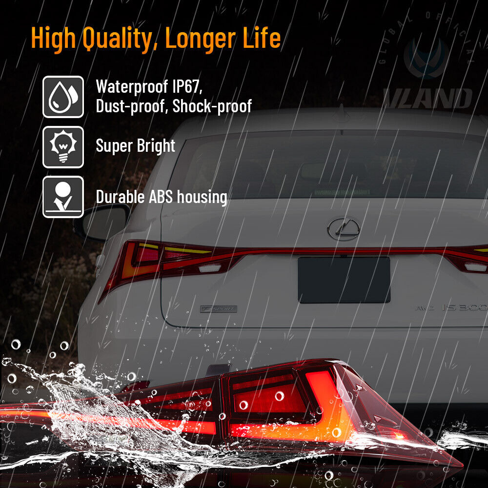 VLAND Red LED Tail Lights 2014-19 Lexus IS250 300h 350F Start Animation w/ sequential Indicators