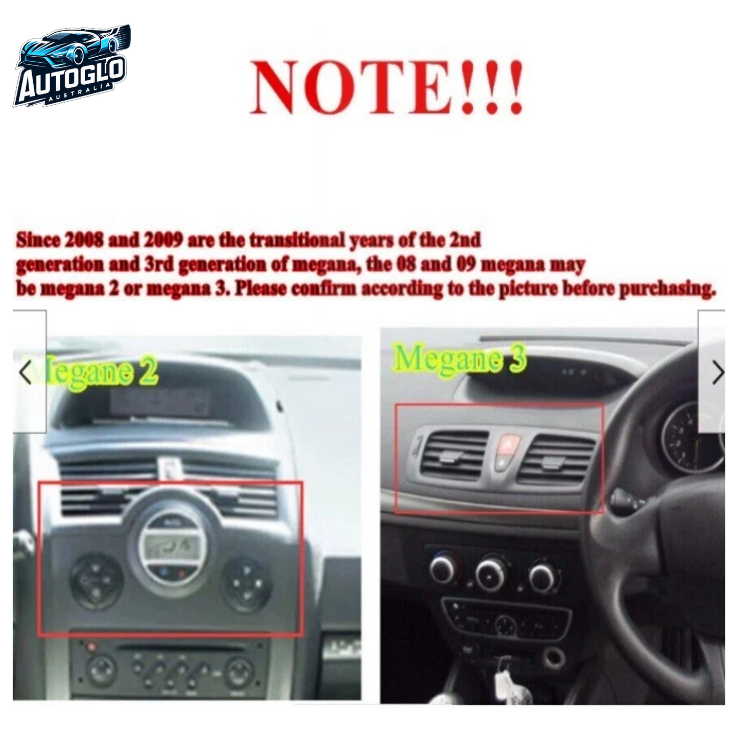 Autoglo Australia 9" (2GB+32G ) Android Carplay BT GPS Stereo for RENAULT MEGANE 2 (2002-09)