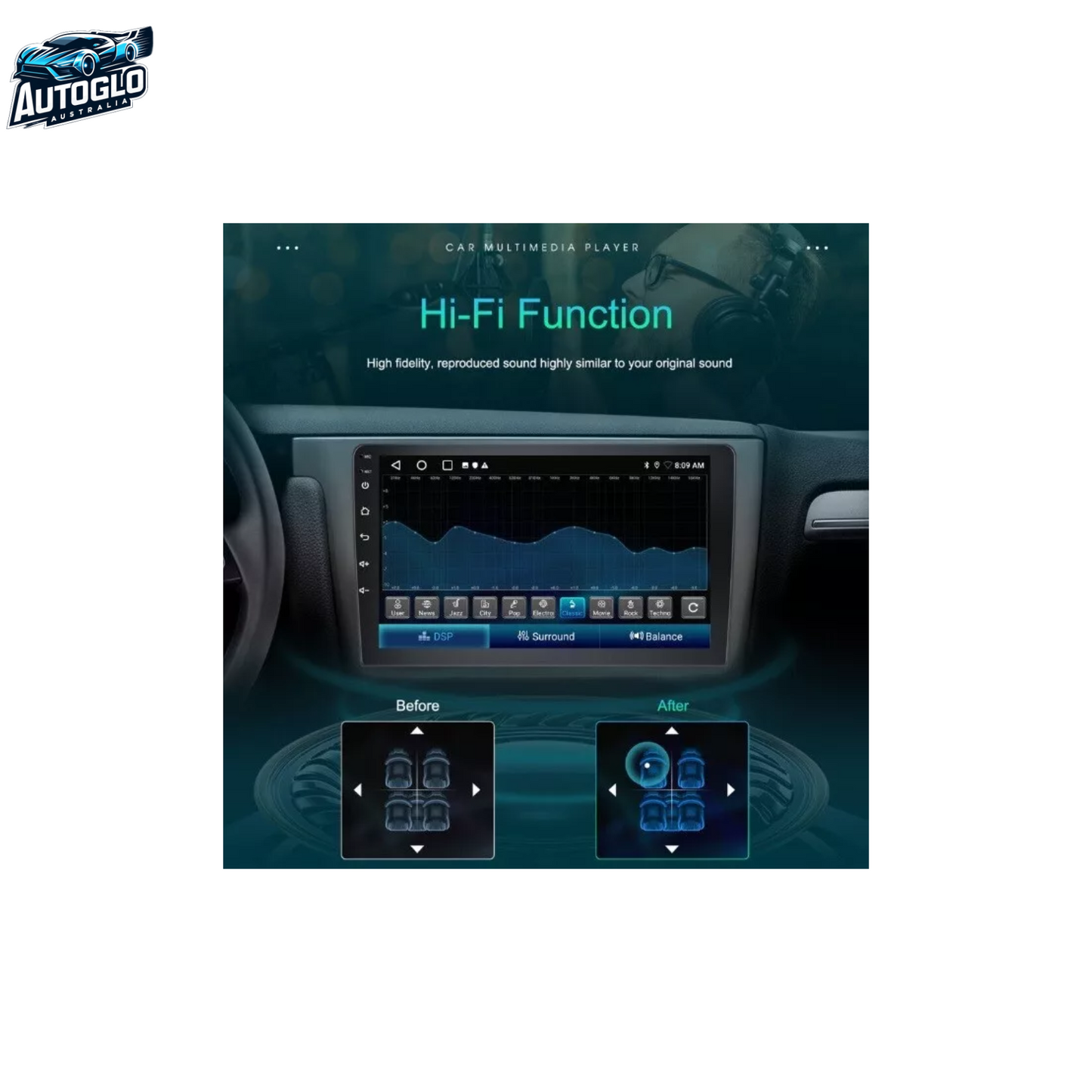 Autoglo Australia 10.1" Carplay Android 2GB+32GB BT GPS WiFi Stereo for HONDA CITY (2014-19)