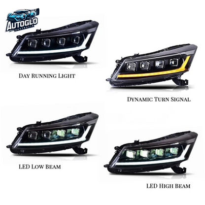 Autoglo Australia LED Headlights For 2008-2012 Honda Accord With Demon Eyes