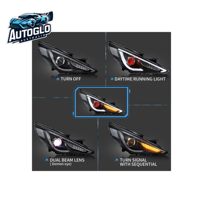 VLAND Dual Beam Sequential Headlights For Hyundai Sonata 2011-2014 ABS PMMA GLASS Material (Bulbs Not Included)