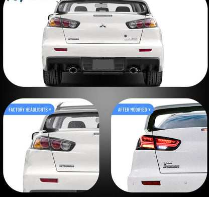 VLAND Smoked LED Tail lights For 2008-2017 Mitsubishi Lancer EVO Sedan Rear Lamp