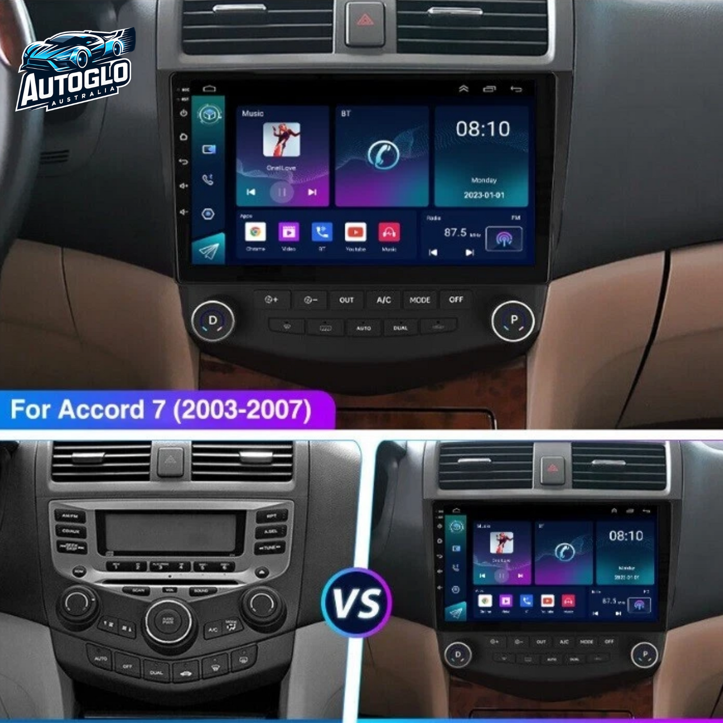 Autoglo Australia 10.1" Android Stereo Carplay for HONDA ACCORD 7th GEN 2003-07 (2GB+32G) +Gifts