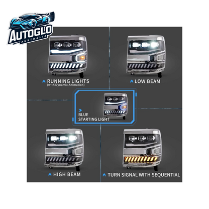 VLAND Projector LED Headlights For Chevy Silverado 1500 2016-2019