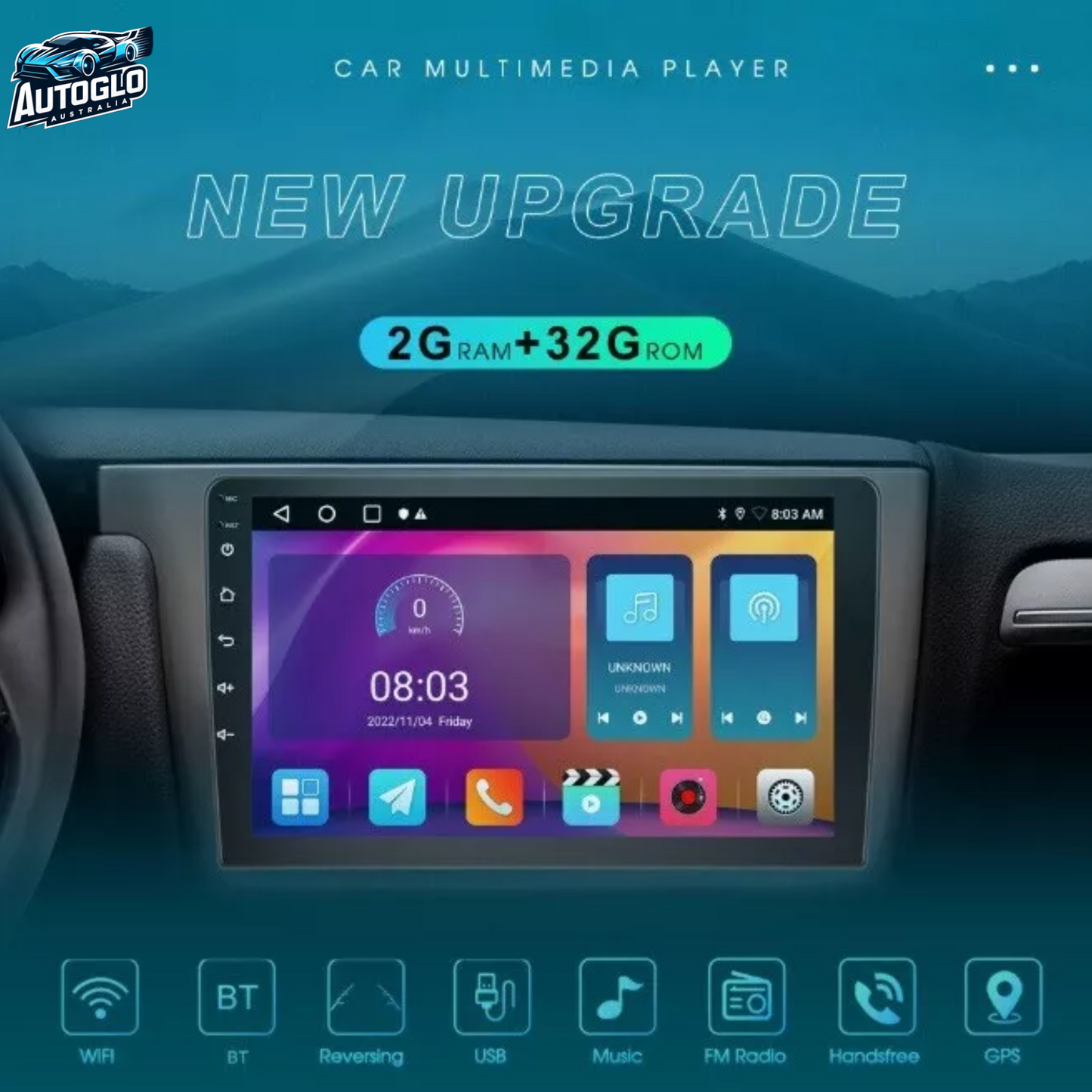 Autoglo Australia 9" (2G+32G) GPS BT WiFi CARPLAY ANDROID 13 Stereo For MITSUBISHI PAJERO(2006-15)