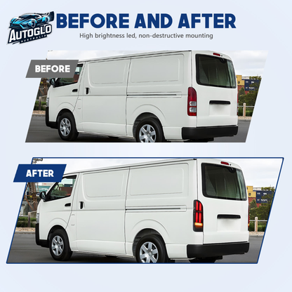 Autoglo Australia Toyota Hiace 2005–2018 LED Tail Lights Sequential Animation DRL