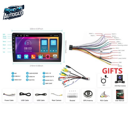 Autoglo Australia 10" Double DIN CarPlay Android Stereo TS GPS BT WiFi 4G+64G + Camera Mic - GIFTS