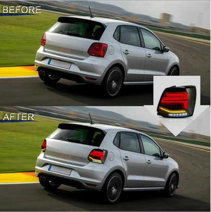 VLAND Smoked LED Tail Lights For 2011-2017 VW Polo Mk5 W/Sequential Turn Signals