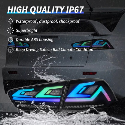 Autoglo Australia LED RGB Tail Lights for Mitsubishi Lancer 08-17 ES VRX EVO X Start Up Animation Rear Lights