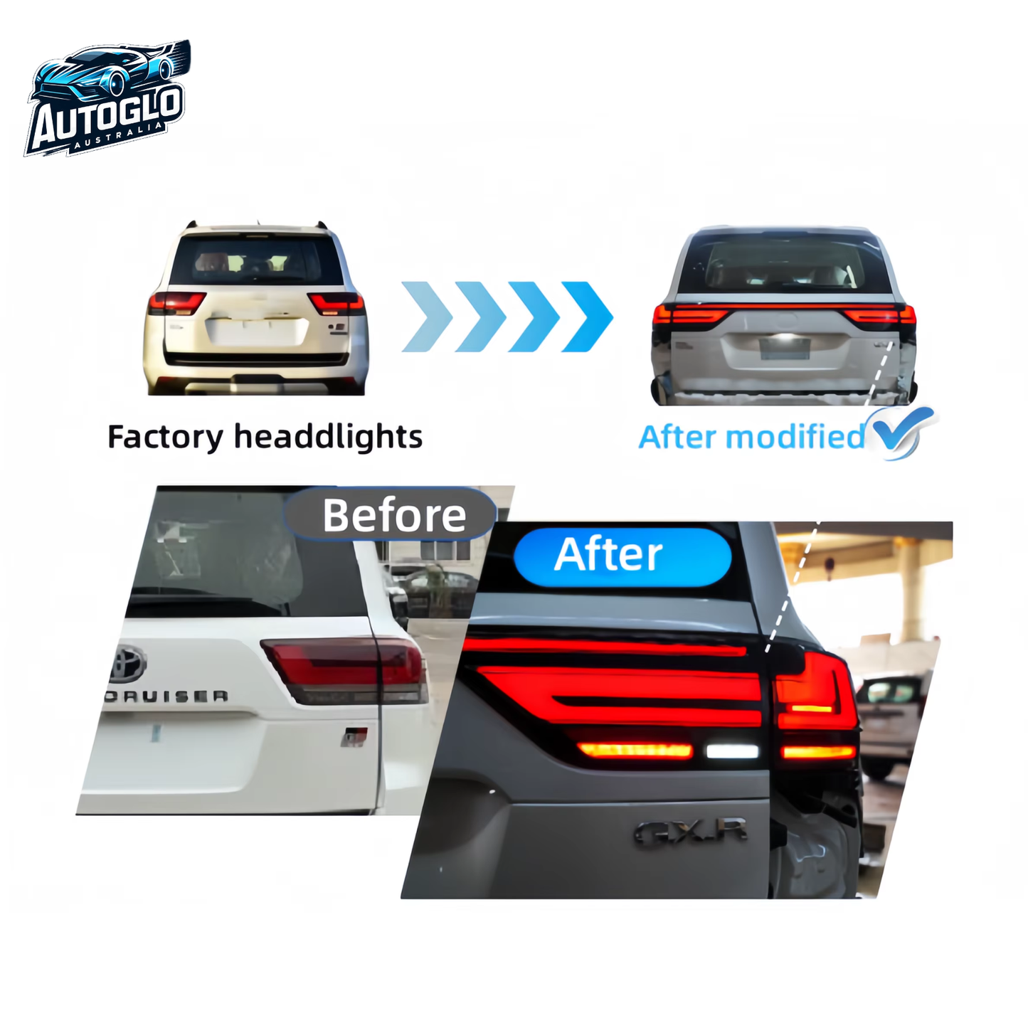 Autoglo Australia Toyota Land Cruiser LC300 2022–2024 Through Type LED Tail Lights Smoke Rear Lamp
