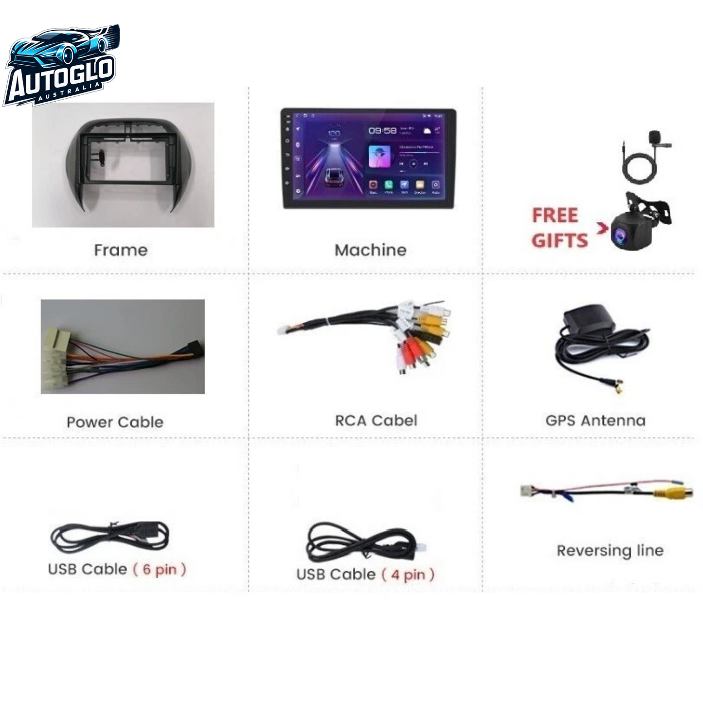 Autoglo Australia 9" (2G+32G) GPS BT WiFi CARPLAY ANDROID Stereo For TOYOTA RAV4 (2001-06)