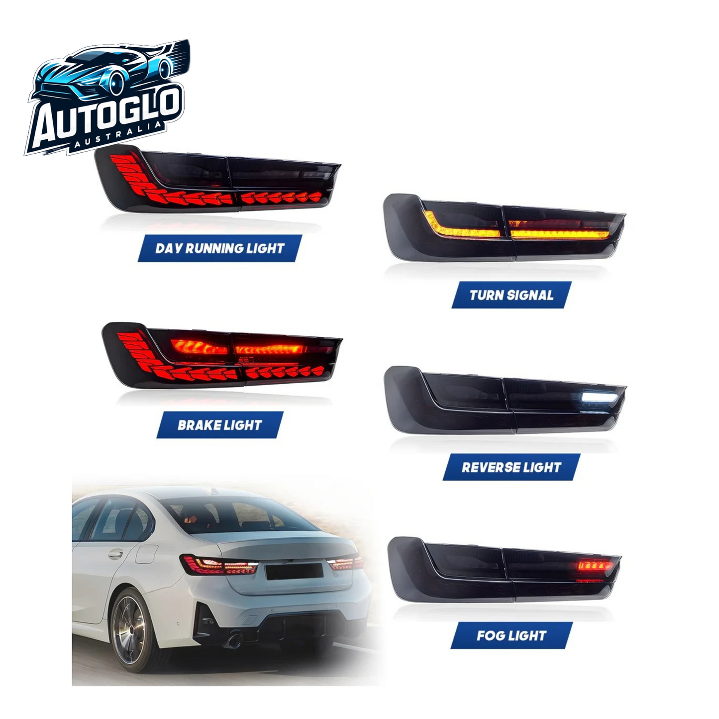 Autoglo Australia 3 Series Rear Lamps For BMW G20 Sedan M340i 330e 330i M 325Li G80 M3 G28 2019 2020 2021 LED Tail Lights