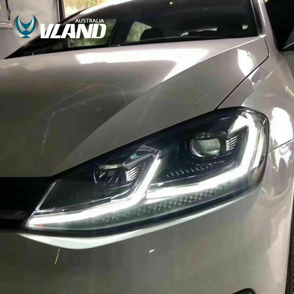 Projector Headlights LED DRL & LED Sequential Signal For 2013-2018 VW MK7 Golf 7