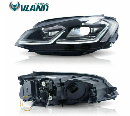 VLAND LED Projector Headlights For 2017-2020 Volkswagen VW MK7.5 Front Lamp 2Pcs