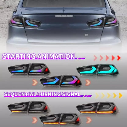 Autoglo Australia LED RGB Tail Lights for Mitsubishi Lancer 08-17 sedan Start Up Animation Rear Lights V2