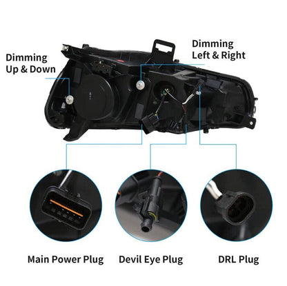 Autoglo Australia Full LED Headlights For Mitsubishi Lancer EVO X 2008-2017 w/Demon Eyes DRL - Autoglo Australia