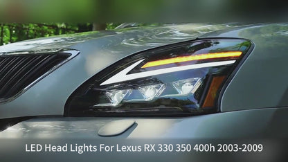 Autoglo Australia LED Headlights For Lexus RX330 RX350 RX400h 2003-2009 Start UP Animation High Quality Continuous Front lights